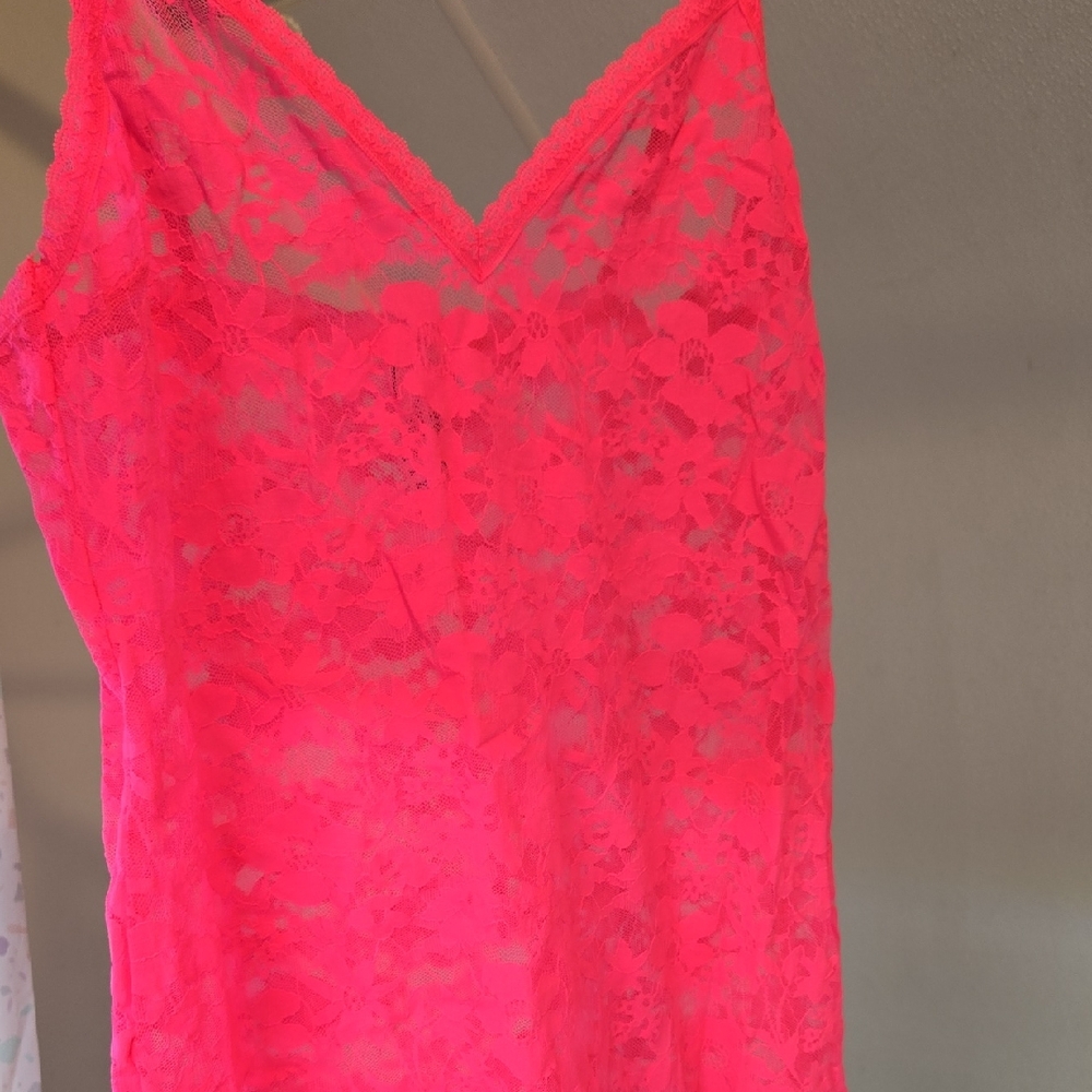 Victoria's Secret Bright Pink Lace Chemise